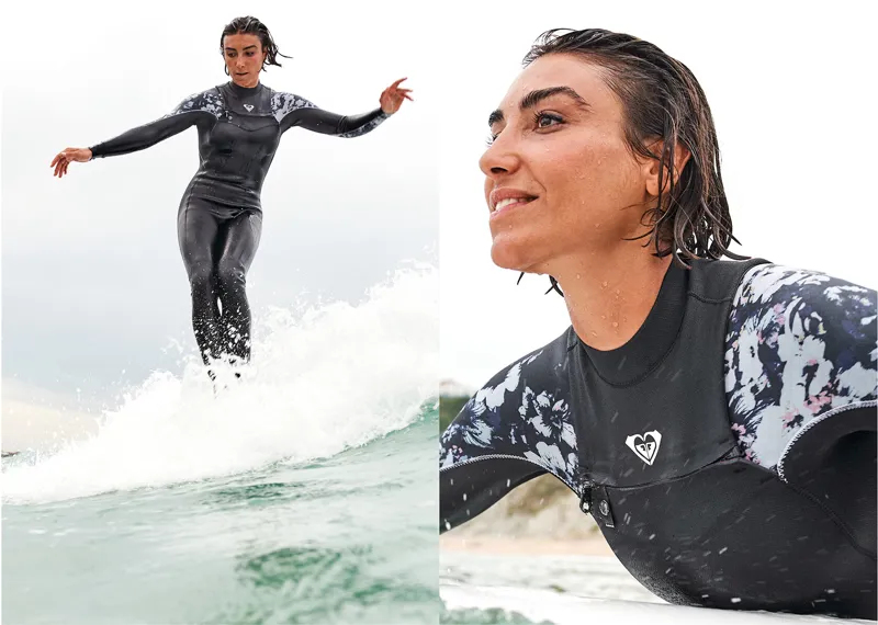 Roxy 4/3 Elite Chest Zip Wetsuit True Black Flowers-8